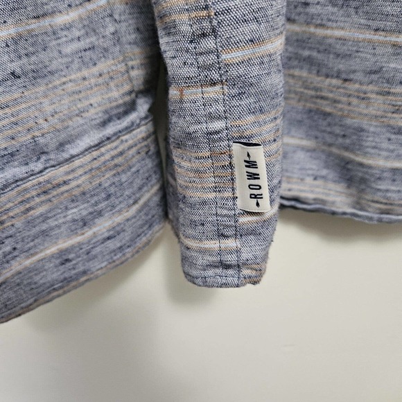 ROWN Men's Lg Long Sleeve Button Down Collar Cotton Blend Shirt Blue Heathered - Picture 6 of 10